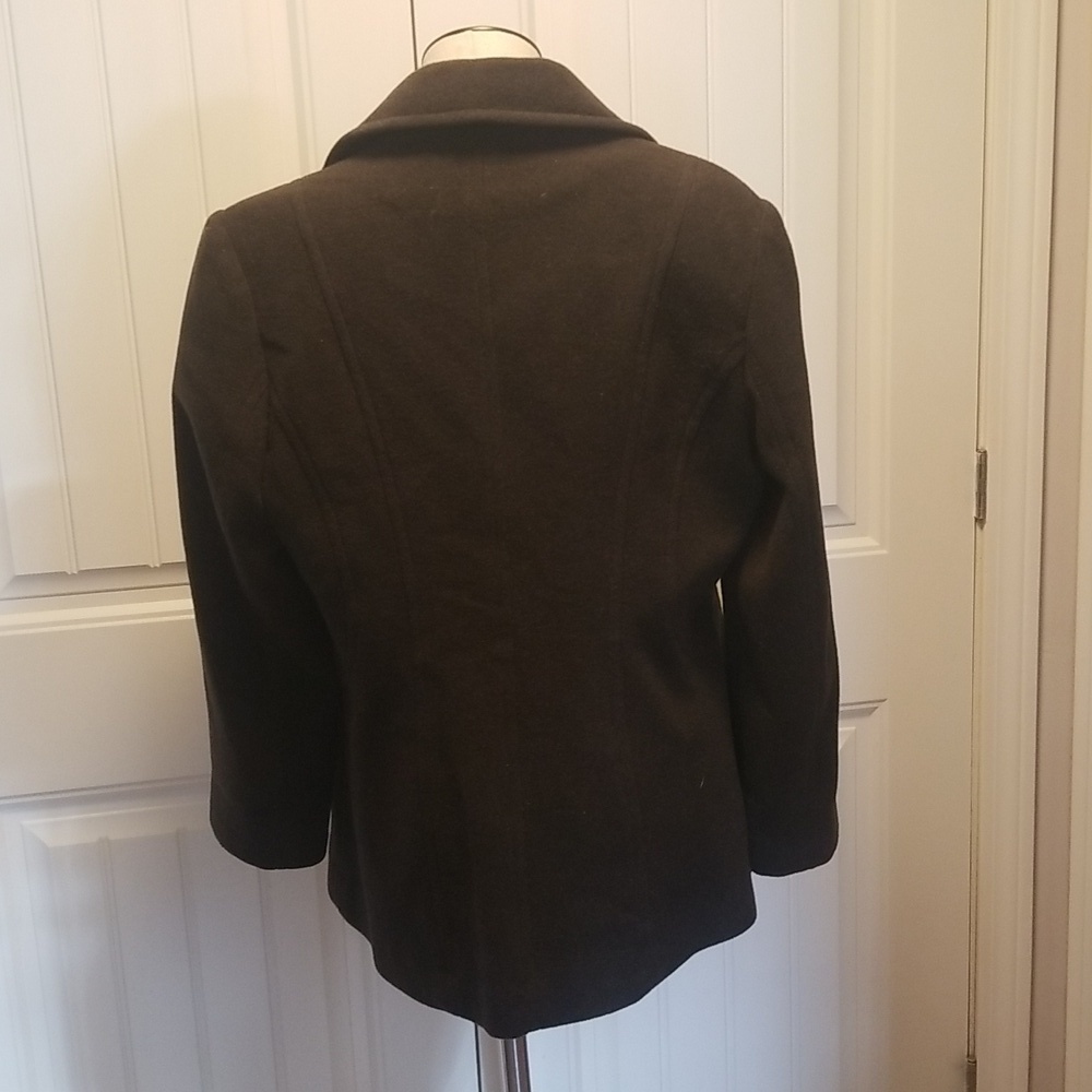 Croft and Barrow Wool Blend Pea Coat Dark Gray Green Womens Size Large WoolBlend - Picture 4 of 8